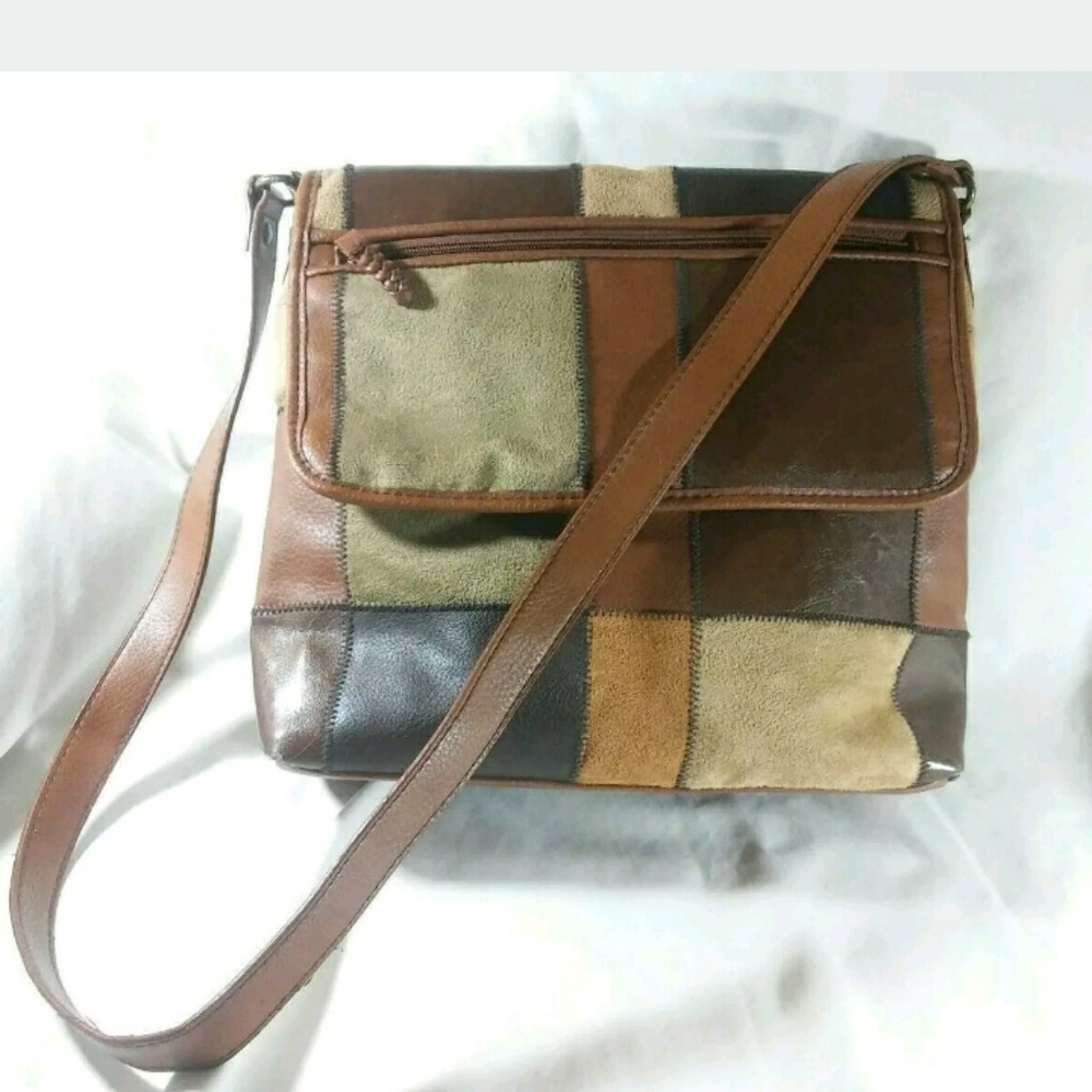 Patchwork Suede And Leather Handbag Crossbody